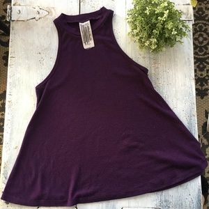 Free People Purple Ribbed Oversized Tank Top